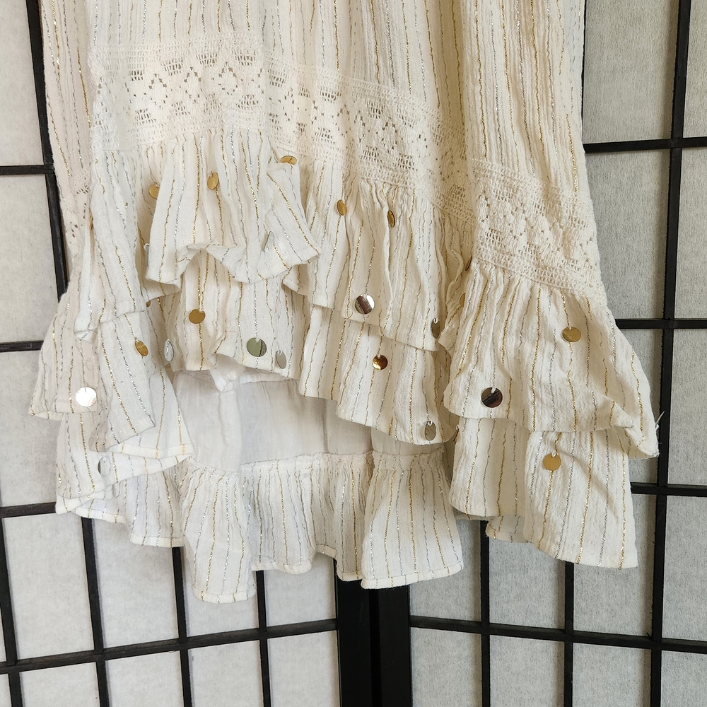 Justice Cream High Low Ruffled Girl's Skirt Lined - Picture 3 of 10